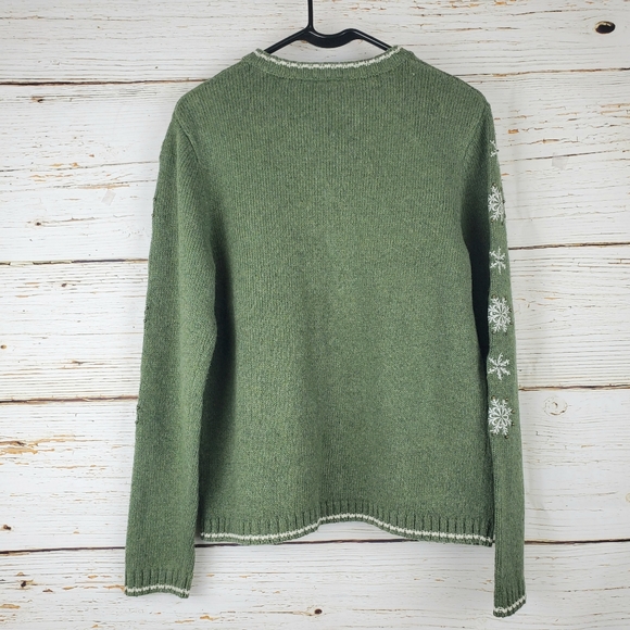 Croft & Barrow Green Snowflake Zip Front Sweater - Picture 5 of 5